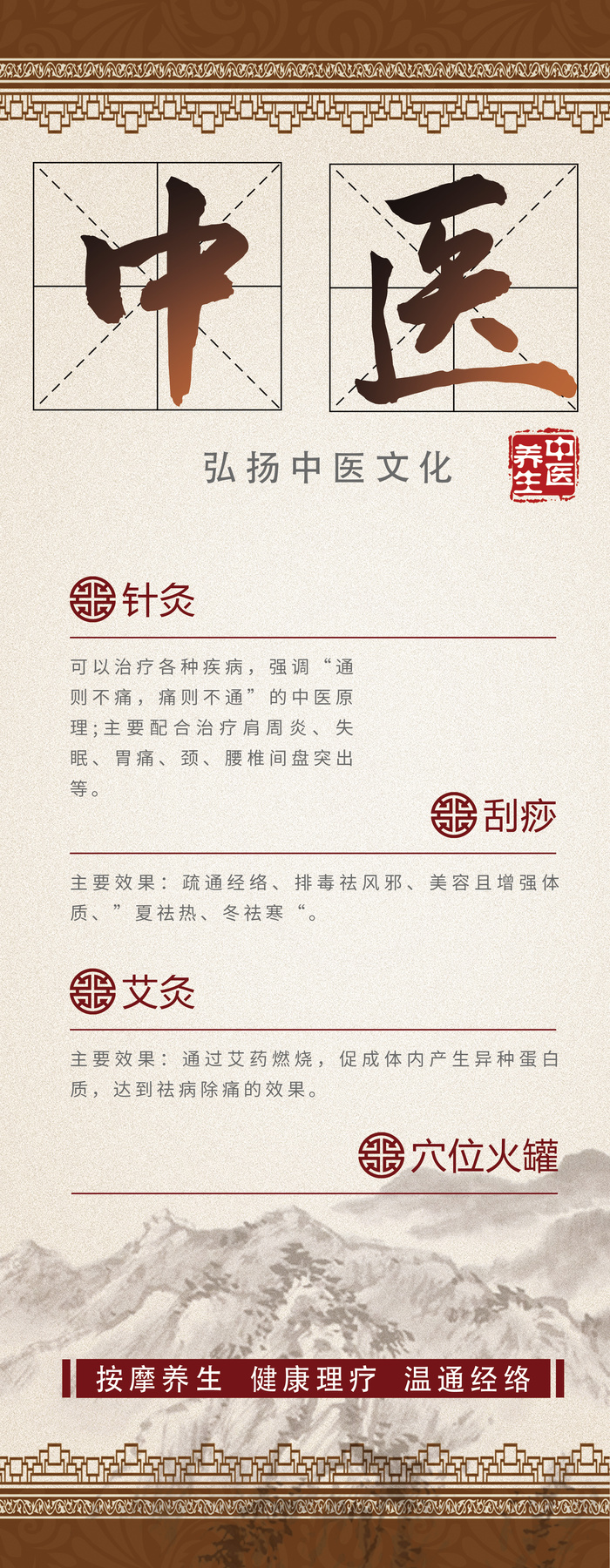推拿针灸刮痧中医理疗易拉宝