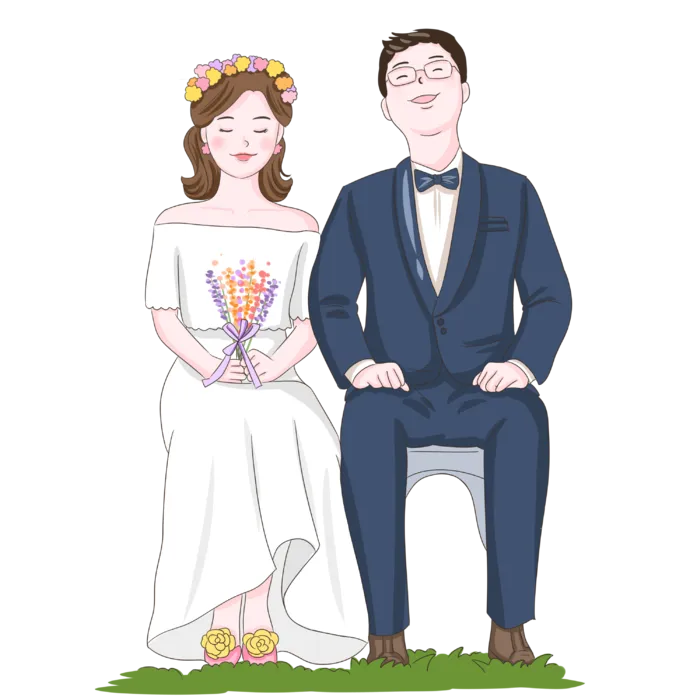 婚纱卡通人物婚礼白纱结婚婚纱摄影手绘