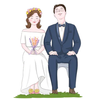 婚纱卡通人物婚礼白纱结婚婚纱摄影手绘