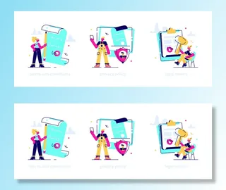 扁平化人物场景办公互联网等距ai矢量设计网页海报UI素材插画