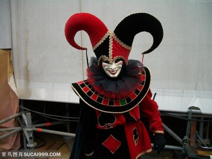 奇异面具-红黑服饰小丑面具