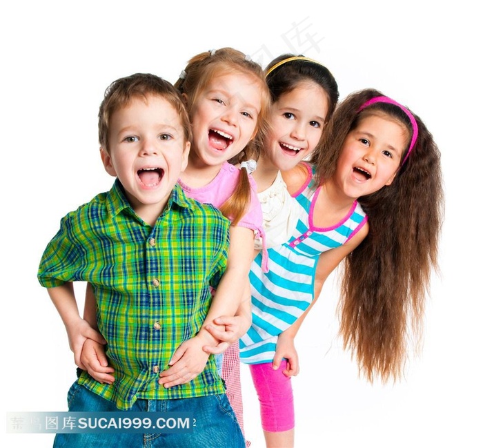 排着队的孩子们高清图片