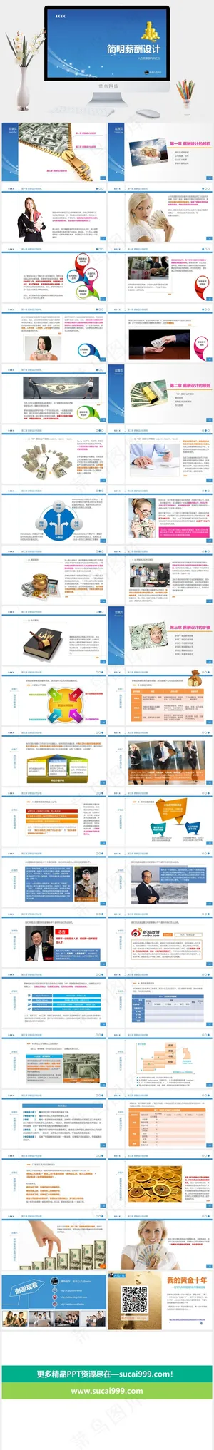 蓝色简洁PPT模板预览图