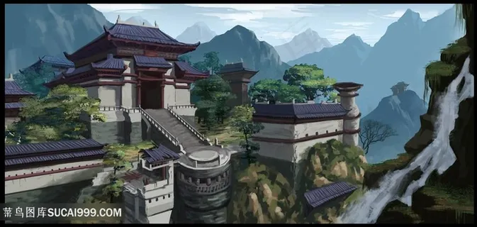 道教道观中国风CG原画绘画图片