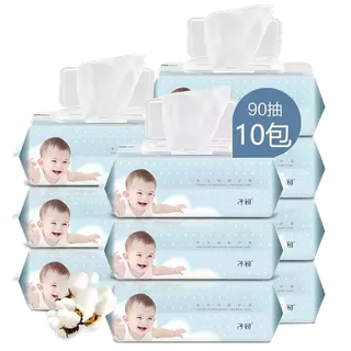 子初 手口湿巾婴儿湿纸巾宝宝柔湿巾一次性洗脸巾 90抽1包超市商品白底图免抠实物摄影png格式图片透明底