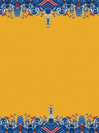 国潮中国古代建筑装饰金色背景中国风背景