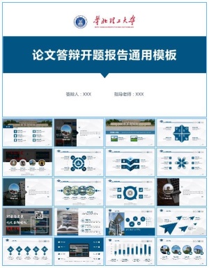 华北理工大学论文答辩开题报告ppt模板预览图