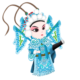 卡通京剧戏剧人物脸谱插画PNG图片 国潮中国风Q版戏剧人物PS素材