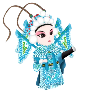 卡通京剧戏剧人物脸谱插画PNG图片 国潮中国风Q版戏剧人物PS素材