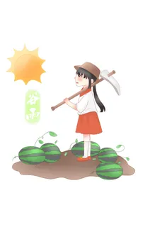 二十四节气谷雨女孩干活创意场景插画 二十四节气谷雨女孩干活创意场景插画