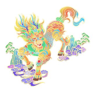 手绘山海经上古神兽夫诸凤凰麒麟青龙白虎朱雀玄武插画PSD素材