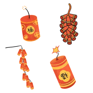 红色烟花爆竹免扣素材