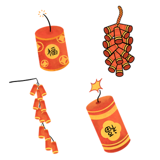 红色烟花爆竹免扣素材