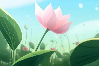 粉蓝色清爽夏日大气花朵扁平背景