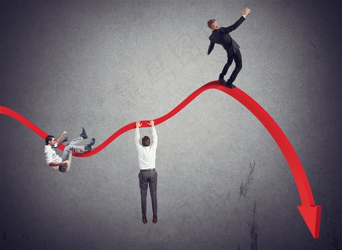 商务人士与红色箭头