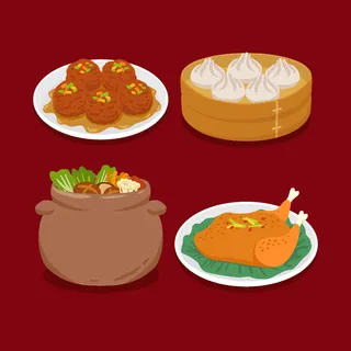 新年中国风美食插画