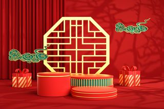 中国风古典背景红色喜庆新年主图背景