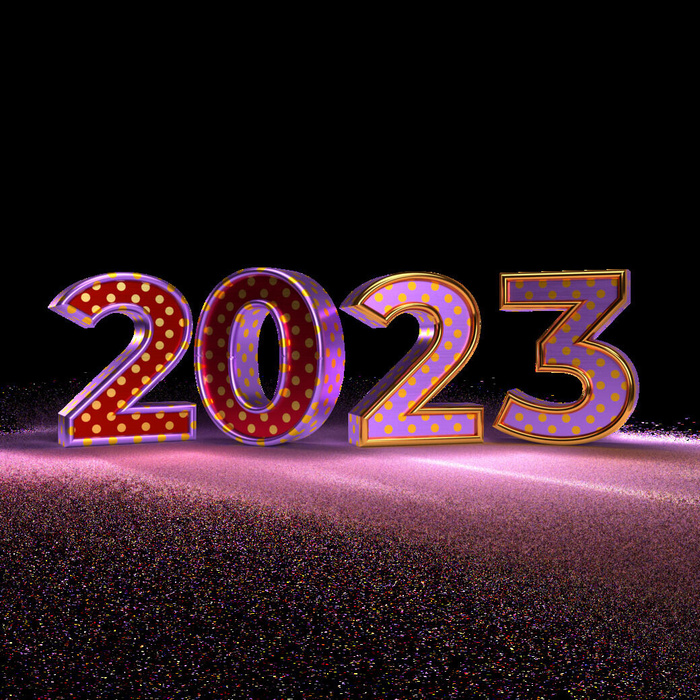 兔年2023年数字黑紫色背景