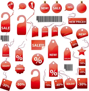 免抠红色标签与包角