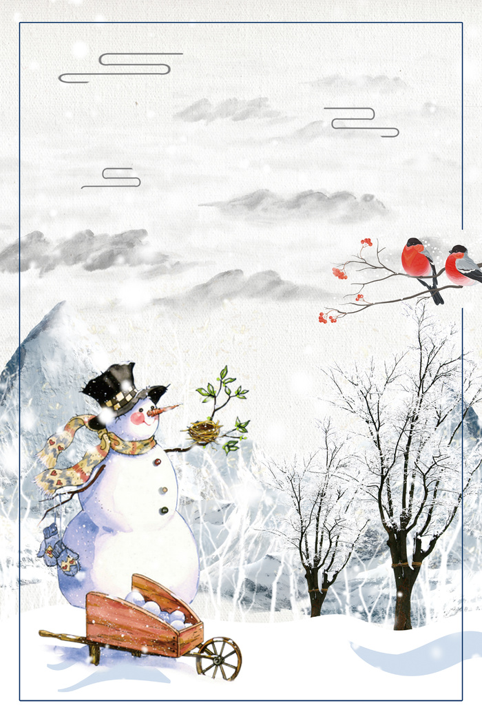 二十四节气之小雪宣传海报背景素材