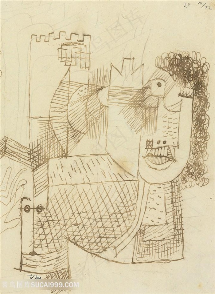 保罗克利手绘简约建筑艺术插画