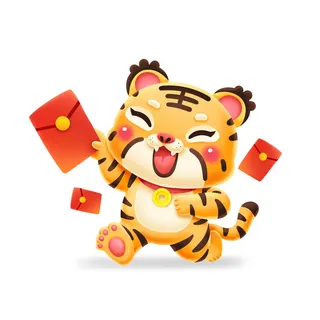 手绘2022虎年新年春节卡通老虎形象IP插画元素PSD设计素材图案 手绘2022虎年新年春节卡通老虎形象IP插画元素PSD设计素材图案