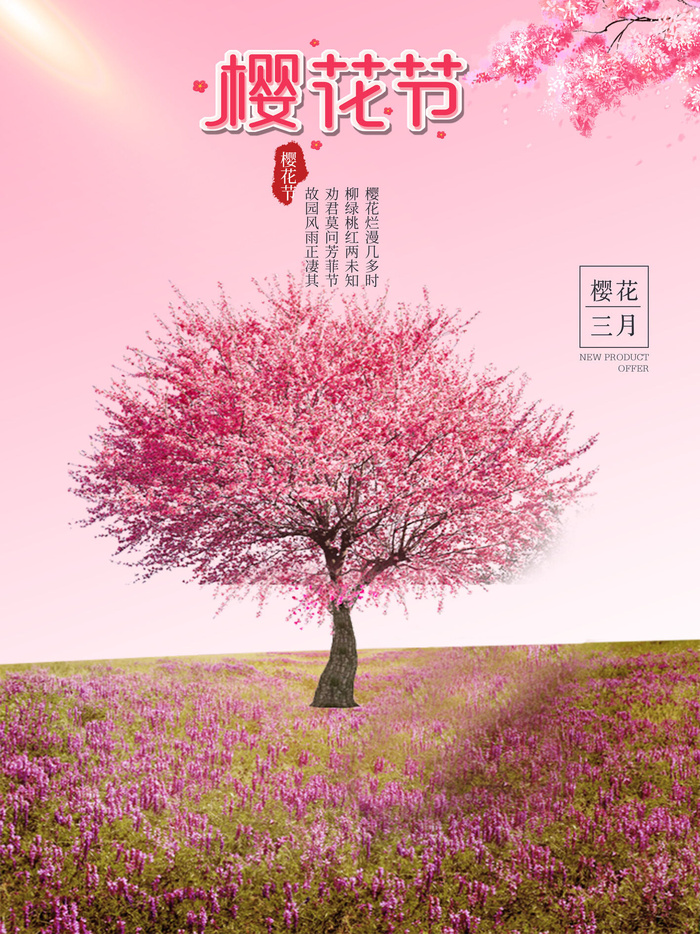 全国樱花节背景psd模版下载