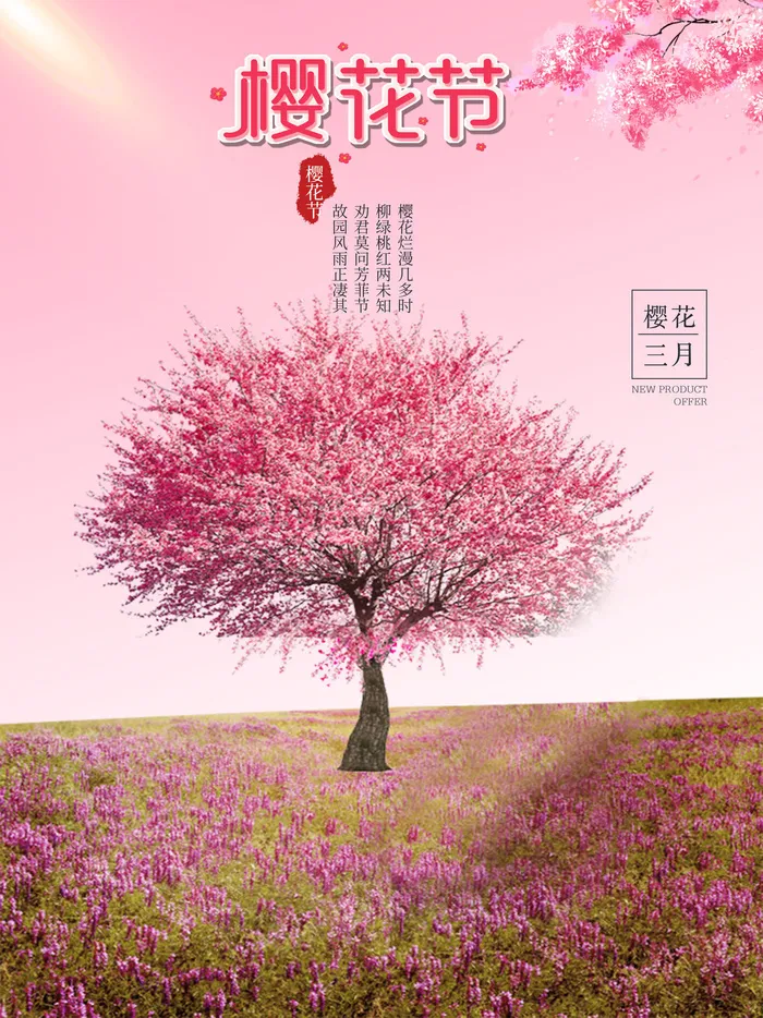 全国樱花节背景psd模版下载