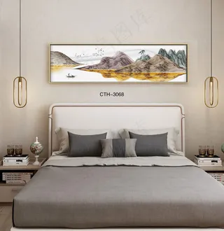 轻奢晶瓷装饰画客厅沙发背景墙卧室床头挂画酒店样板间房间模型现代抽象风