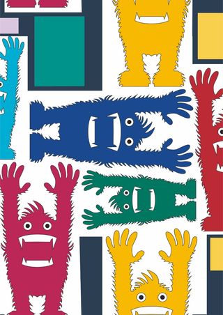 可爱怪兽 蓝色 红色 绿色 黄色