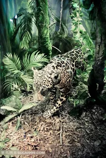 天津自然博物馆内景-金钱豹标本照片