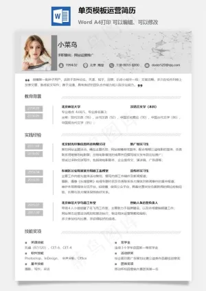 单页模板运营简历