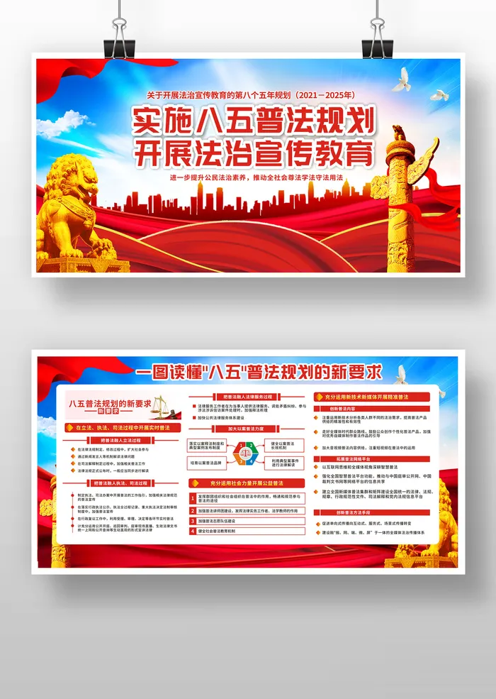 八五普法宣传栏党建文化墙展馆展厅文化墙cdr矢量模版下载