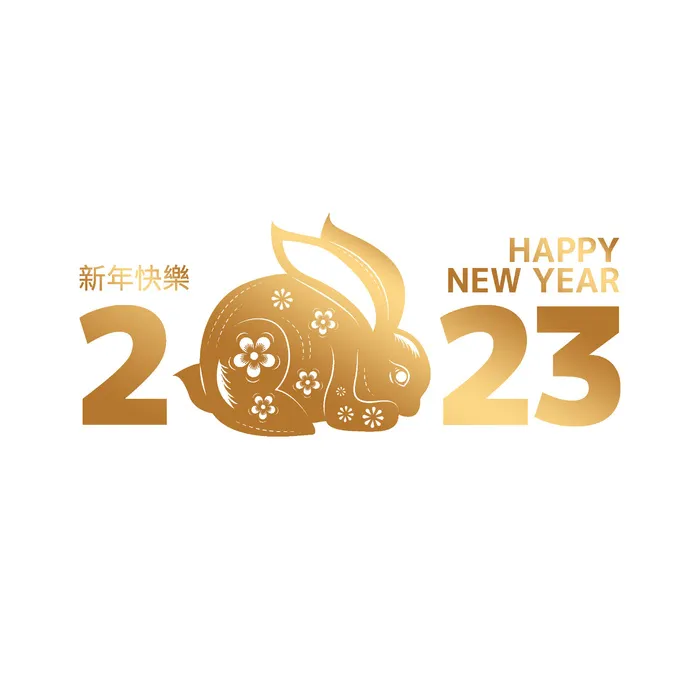2023年兔年金色数字psd模版下载