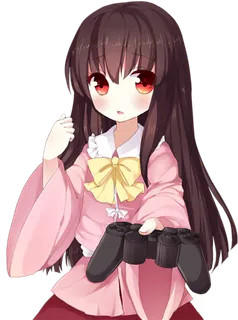 打游戏时尚女孩素材简笔卡通