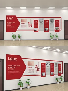 企业公司商业文化墙装修展板口号标语历史进程