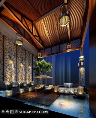 高级SPA会所室内装修设计效果图