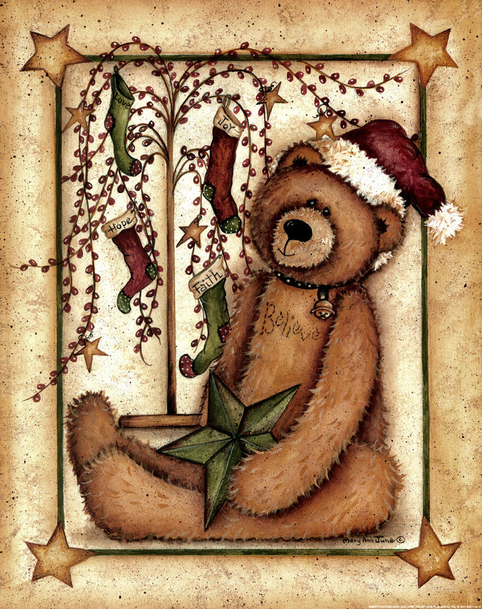 复古卡通熊时尚装饰画