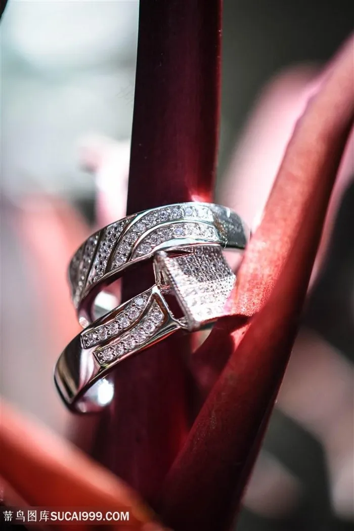 碎钻石情侣对戒图片