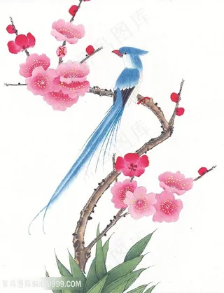 树枝鸟花卉装饰画