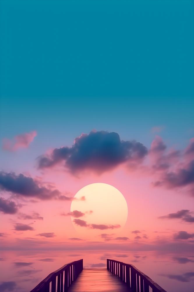 落日山脉青色简约背景(2400x3600)