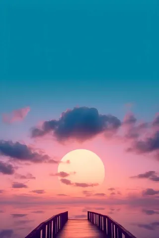 落日山脉青色简约背景