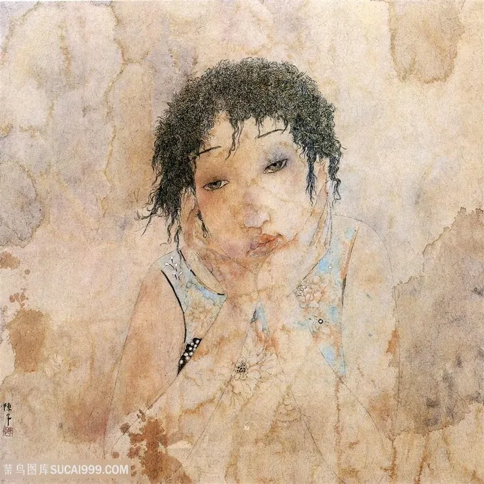 复古肖像美女时尚纹理装饰画