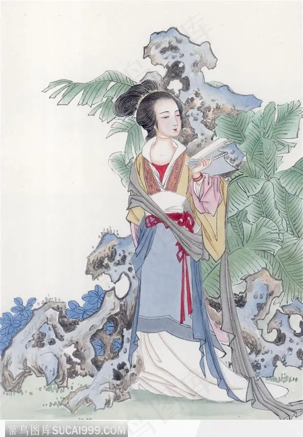 岩石旁的淑女