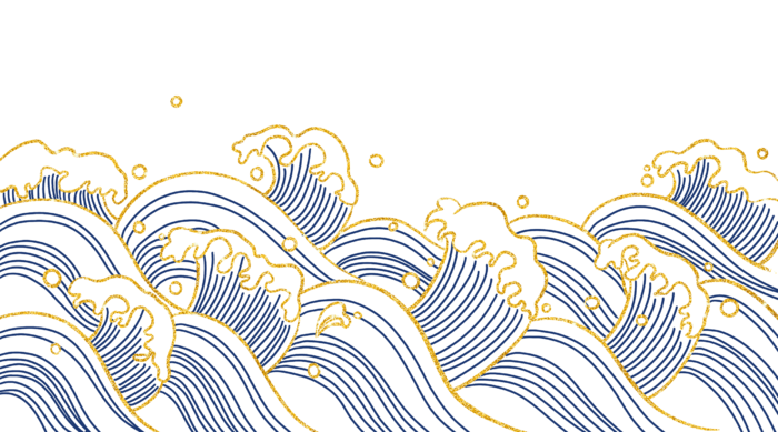 中国风鎏金浪花波浪背景免抠