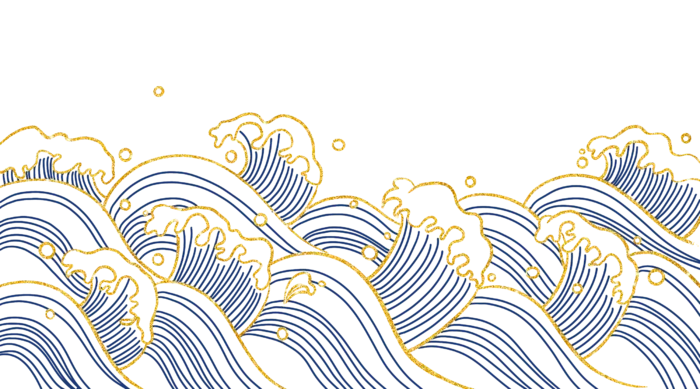 中国风鎏金浪花波浪背景免抠