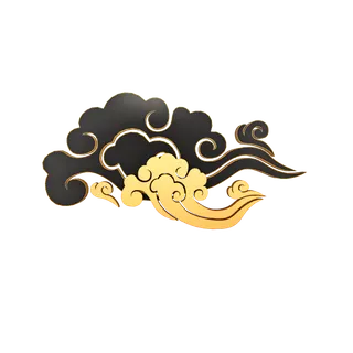 大气中国风祥云国潮风金边立体云朵剪纸创意装饰元素PNG免抠素材