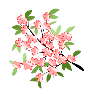 春天浪漫粉红色樱花手绘樱花梅花桃花花朵图片PNG免扣素材