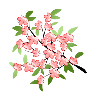 春天浪漫粉红色樱花手绘樱花梅花桃花花朵图片PNG免扣素材