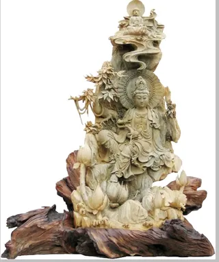 雕塑观音木材素材